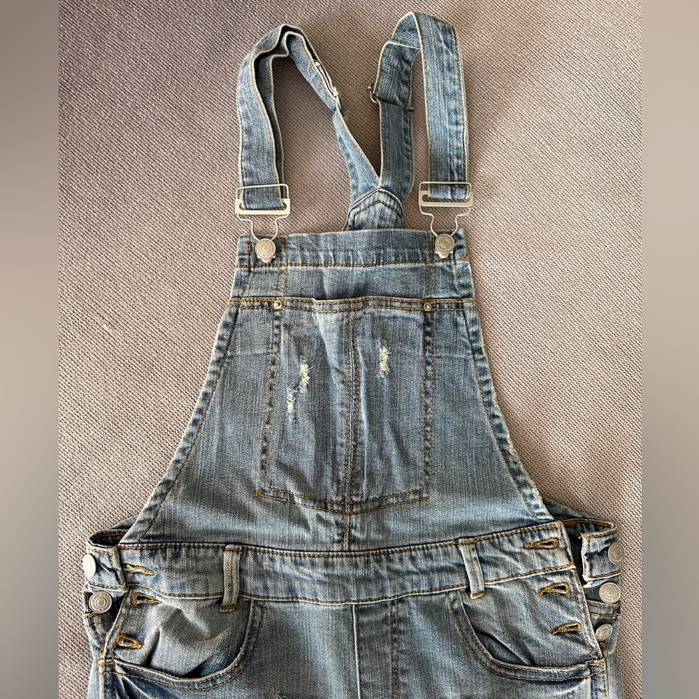 Distressed Long Overalls